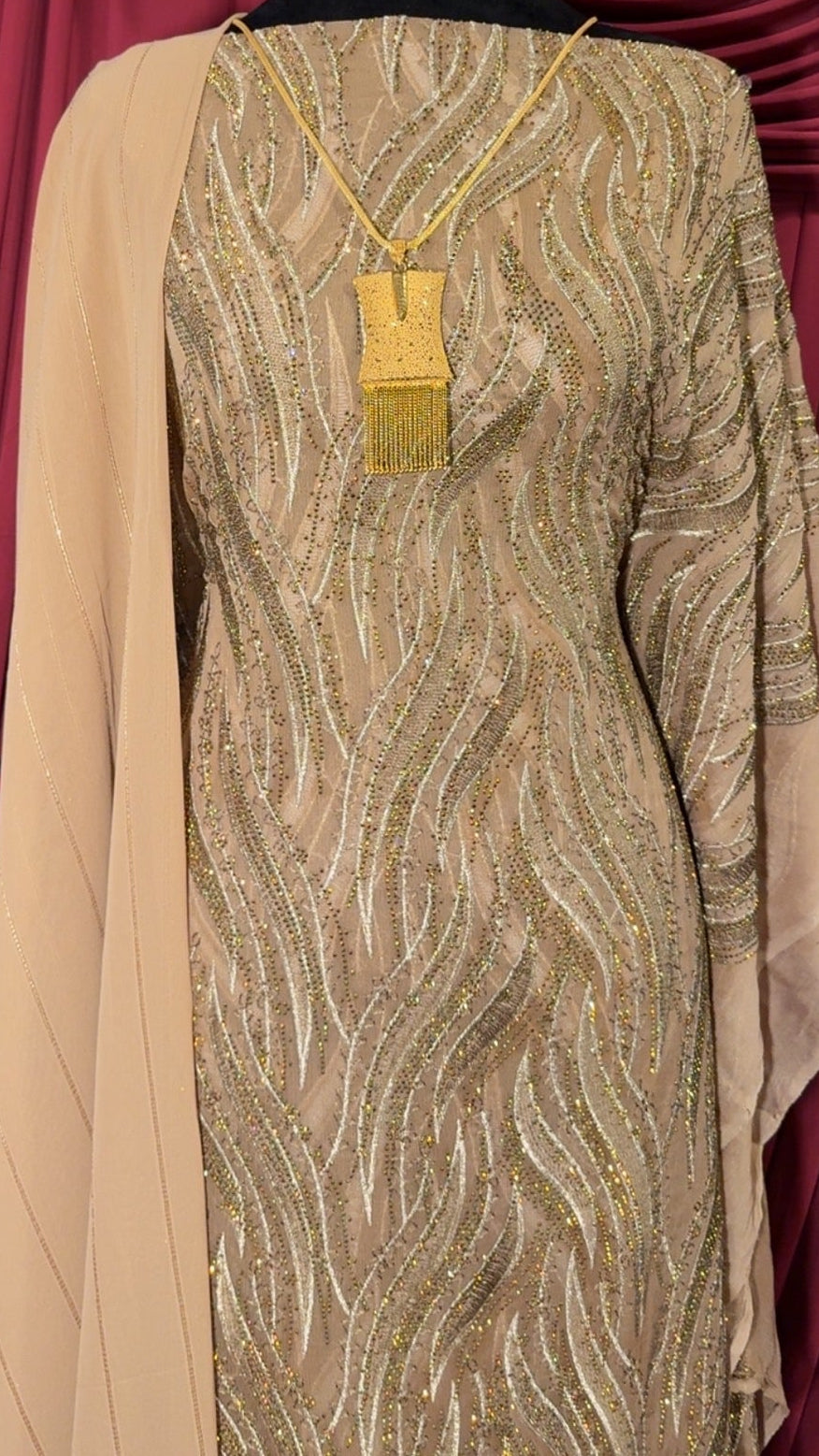 Complete Nude Champagne Lace Set
