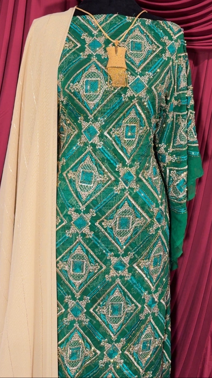 Complete Teal Green Lace Set